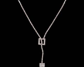 Ladies 18K Gold and Diamond Lavaliere Necklace 