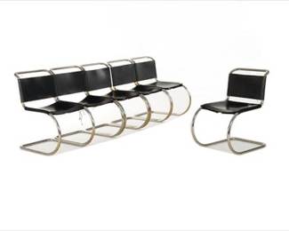 Knoll MR Armless Chairs Designed by Ludwig Mies van der Rohe, Set of 6, ca. 1960s 