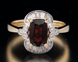 14K Yellow Gold White Top GIA Natural Spinel and Diamond Ring