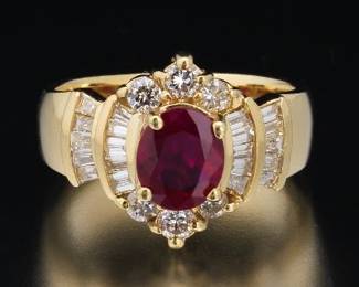 18K Gold Ruby and Diamond Ring