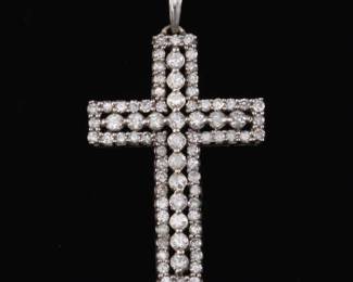 Ladies Gold and Diamond Cross Pendant 