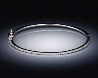 14K White Gold and Diamond Bangle