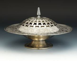 Antique WB Weidlich Bros Tapestry Silver Plated Floral Frog Centerpiece 