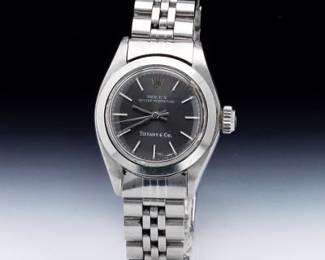 Rolex Ref 6718 Ladies Stainless Wristwatch Retailed By Tiffany  Co.