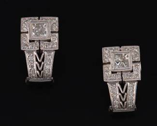 Ladies Pair of Gold and Diamond Earrings 