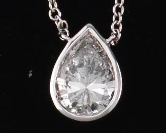 Ladies Gold and Diamond Solitaire Necklace 