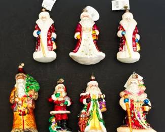 Seven Christopher Radko Santa Ornaments