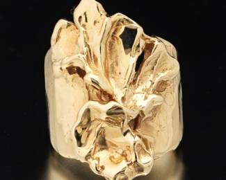 Ladies Gold Abstract FloralFoliate Design Ring 