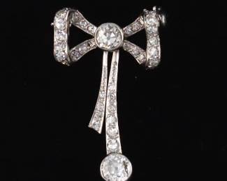 Art Deco Platinum Bow Type Brooch