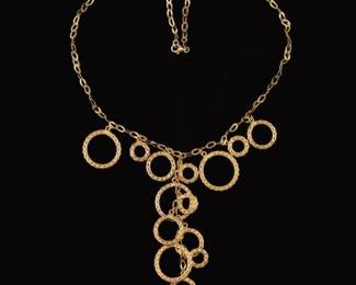 Ladies Italian Gold Fashion Laurel Leaf Circles Necklace 