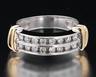 Tuotone 14K Diamond Basnd