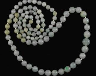 Ladies Continuous Jadeite Jade Graduated Beads Necklace 