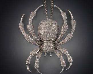 Ladies Gold and Diamond Spider Slider on Chain 