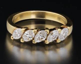 Ladies Gold and Marquise Diamonds Ring 