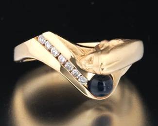 14K Diamond and Sapphire Ring