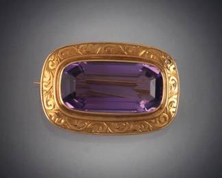 Victorian Gold and Amethyst Pin Brooch 