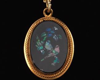 Ladies Gold Filled Micro Mosaic Pendant on Chain