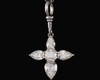 18K White Gold GIA Certified Diamond Cross On a 18K Chain
