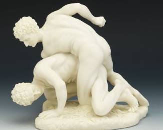 Vintage The Pancrastinae Two Wrestlers Cabinet Sculpture, after Antiquity 