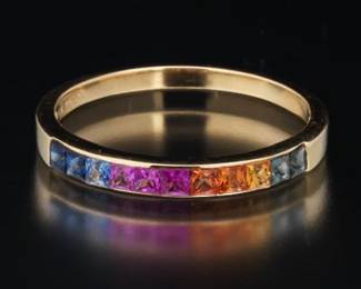 Ladies Gold and Rainbow Sapphires Band 