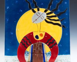 Contemporary Fused Glass Figural Panel