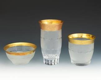 Group of Three Moser Crystal Pieces, Splendid Pattern 