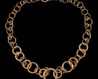 Di Modolo Tempia Italian 18K Gold and Diamond Circle Necklace 