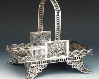 Pairpoint Mfg. Co. Arts Crafts Silver Plated Footed Basket 