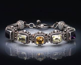 Ladies Sterling Silver, Amethyst, Citrine and Peridot Bracelet 