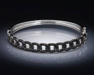 Ladies Gold and Black Diamond Fashion Bangle 