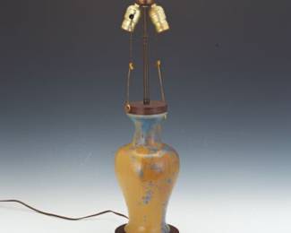 CrystallineGlazed Ceramic Vase Lamp, Mid20th Century