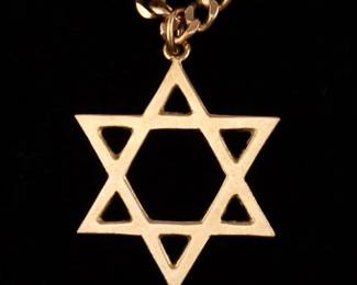 14K Gold Mogen David Pendant on Chain 