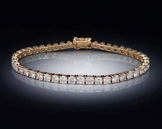 14K Yellow Gold and Diamond Line Bracelet