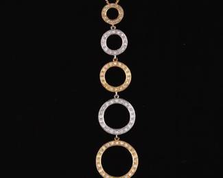Ladies Marco Bicego Style TwoTone Gold and Diamiond Circles Pendant on Chain 