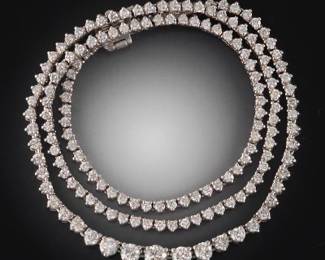 Ladies Gold and Diamond Graduated Riviere Necklace 
