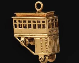 Pittsburgh Gold Incline Cable Car Articulated Charm Pendant 