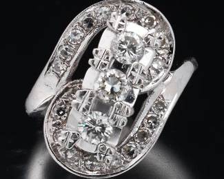 14K White Gold and Diamond Ring 