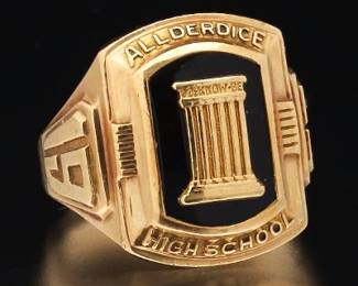 1955 Gold and Black Onyx School Ring 