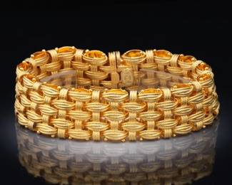 Ladies Italian Gold Plated Sterling Silver Basket Weave Bracelet