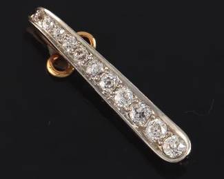 Antique Gold, Platinum and Diamond Bar Pin 