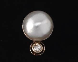 Gilded Age Platinum, Gold, Pearl and Diamond Stick Pin 