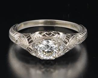 Ladies Art Deco Gold and Diamond Ring 