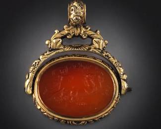 Victorian Gold and Carnelian Intaglio Carved Fob 