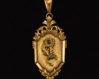 Ladies Victorian Gold Filled and Blue Sapphire Locket 