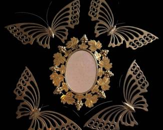 Grapevine Oval Mirror 4 RosenthalNetter Brass Butterflies