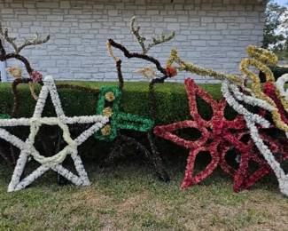 Massive Outdoor Christmas Display LightUp Garland Reindeer, Angel, Stars Set