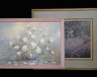 Elegant of Floral Art Monet Print Vintage Original Oil Painting
