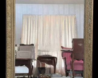 Vintage Ornate Distressed Gilt Gold Carved Wood Mirror