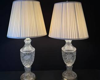 Stunning Pair Crystal Cut Brass is Gorgeous