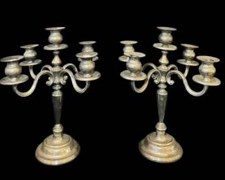 Elegant Candlesticks Sterling Silver Weighted Duchin Ornate FiveLight Candelabra